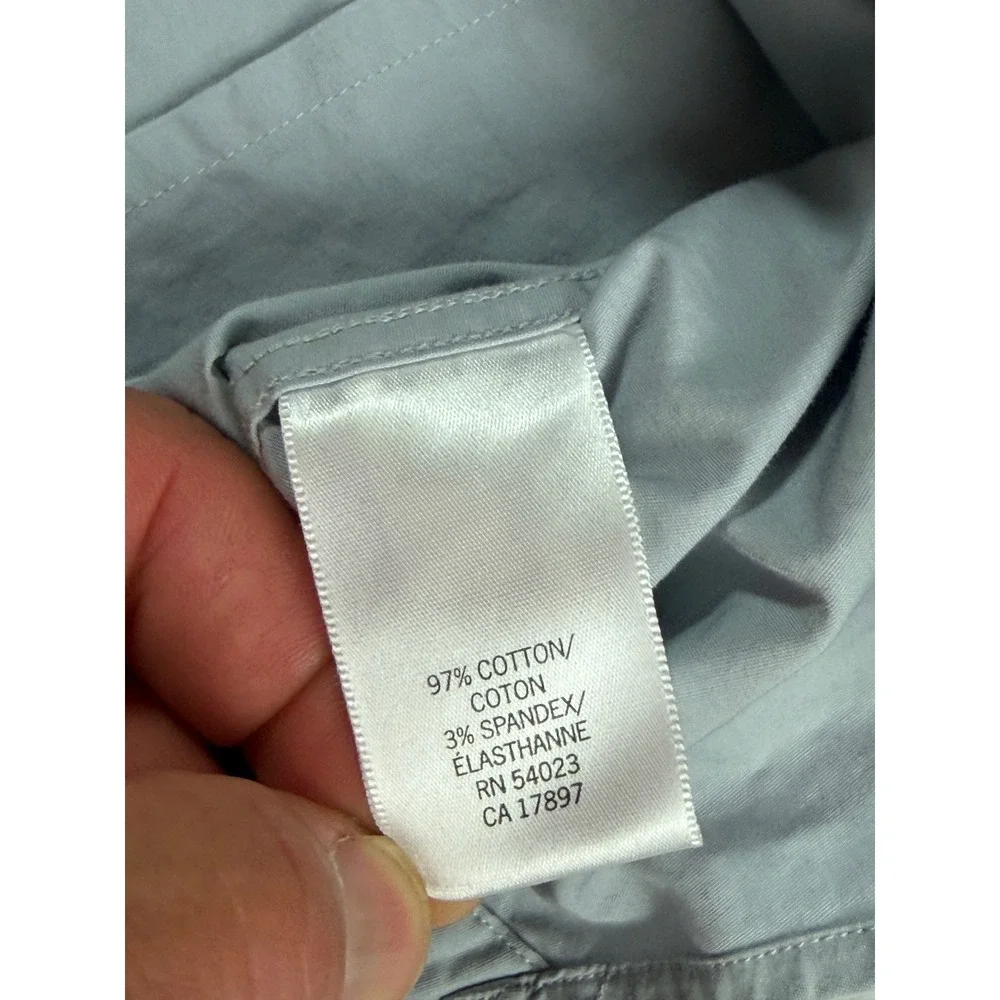 Banana Republic Mens Tailored Slim Fit Stretch Shirt Light Blue 16-16.5 34-35 L
